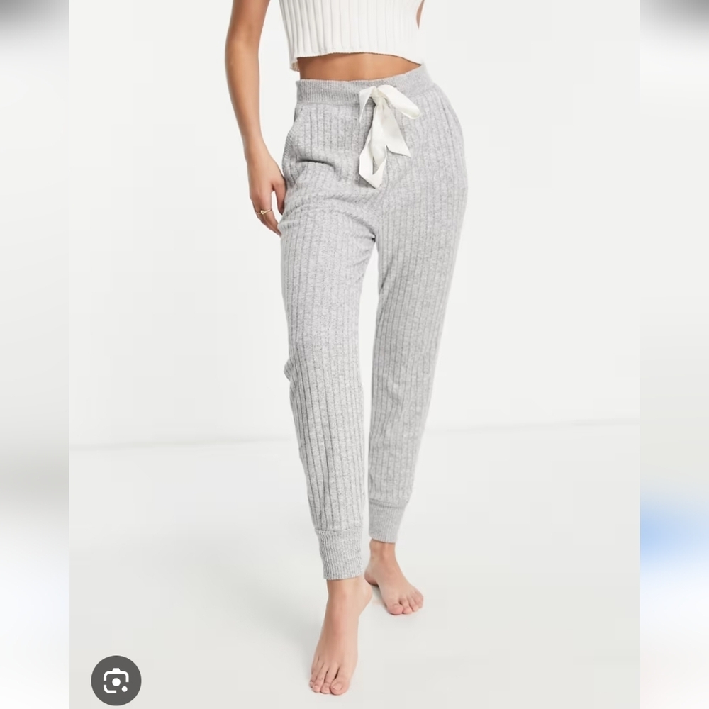 Abercrombie Fitch Cozy Laungewear Sweatpants Joggers Ribbed Gray Medium Pajama